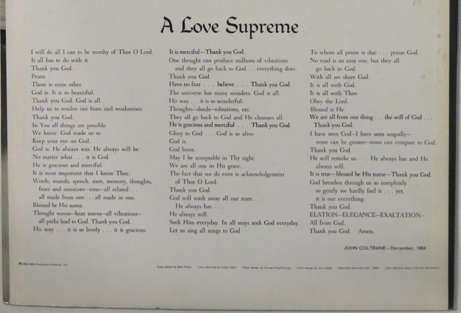 A Love Supreme Record Jacket
