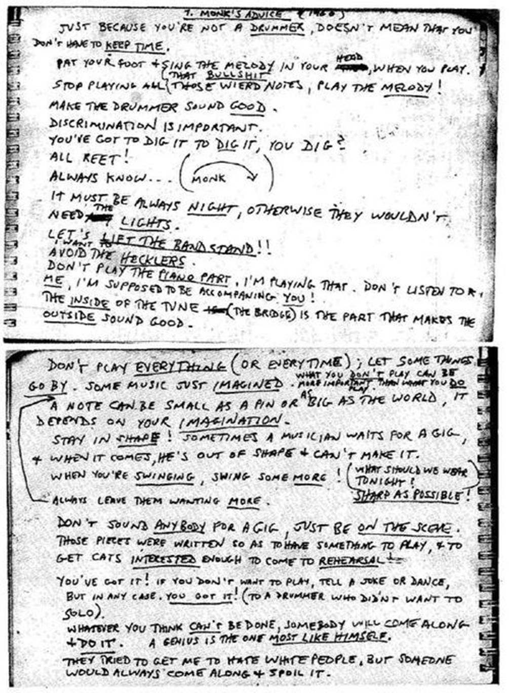 Thelonious Monk's Advice to Steve Lacy